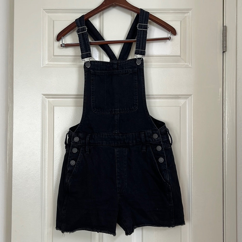 Madewell Black Adirondack Overall Short in Washed Black